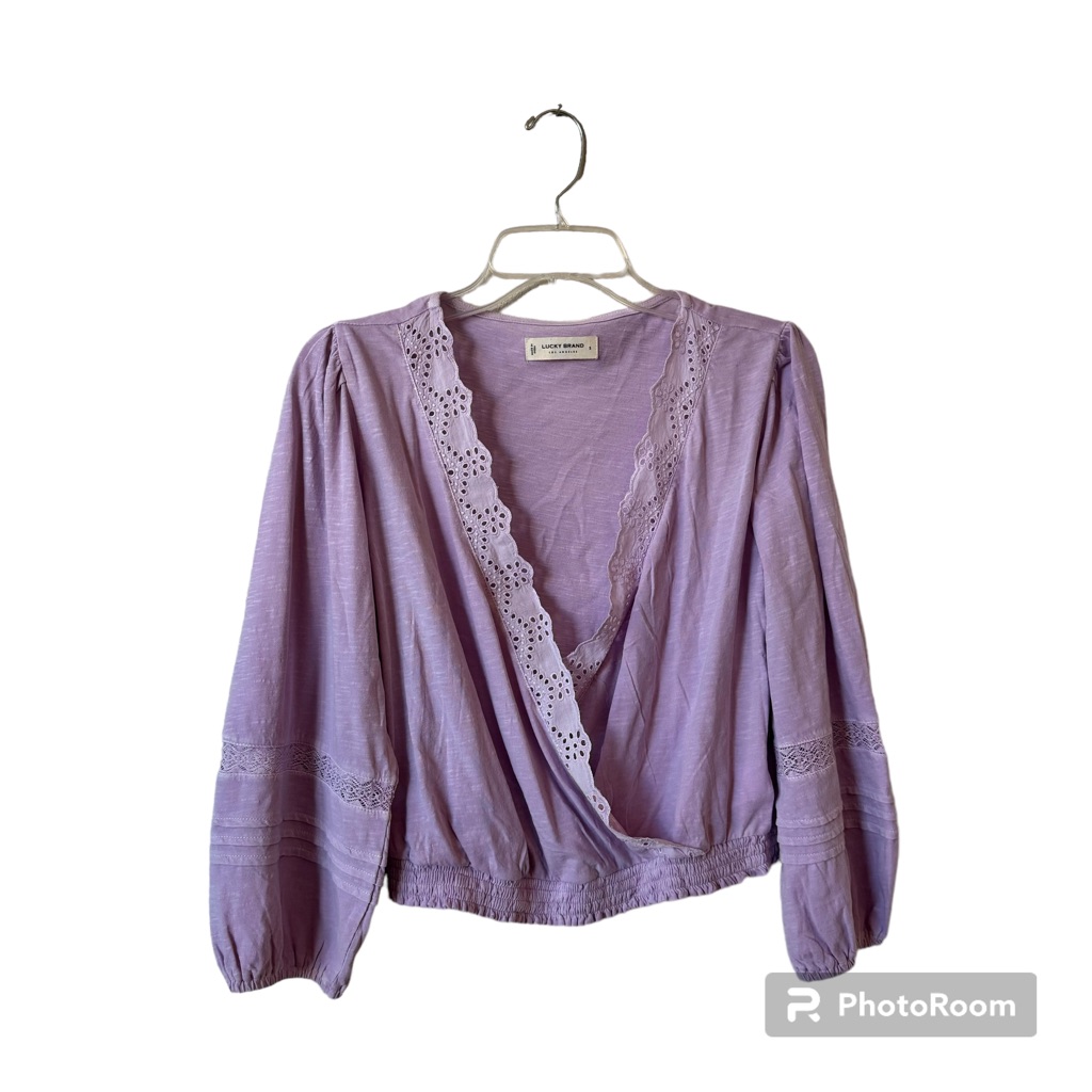 Lucky Brand Eyelet Wrap Top Fair Orchid Size Small